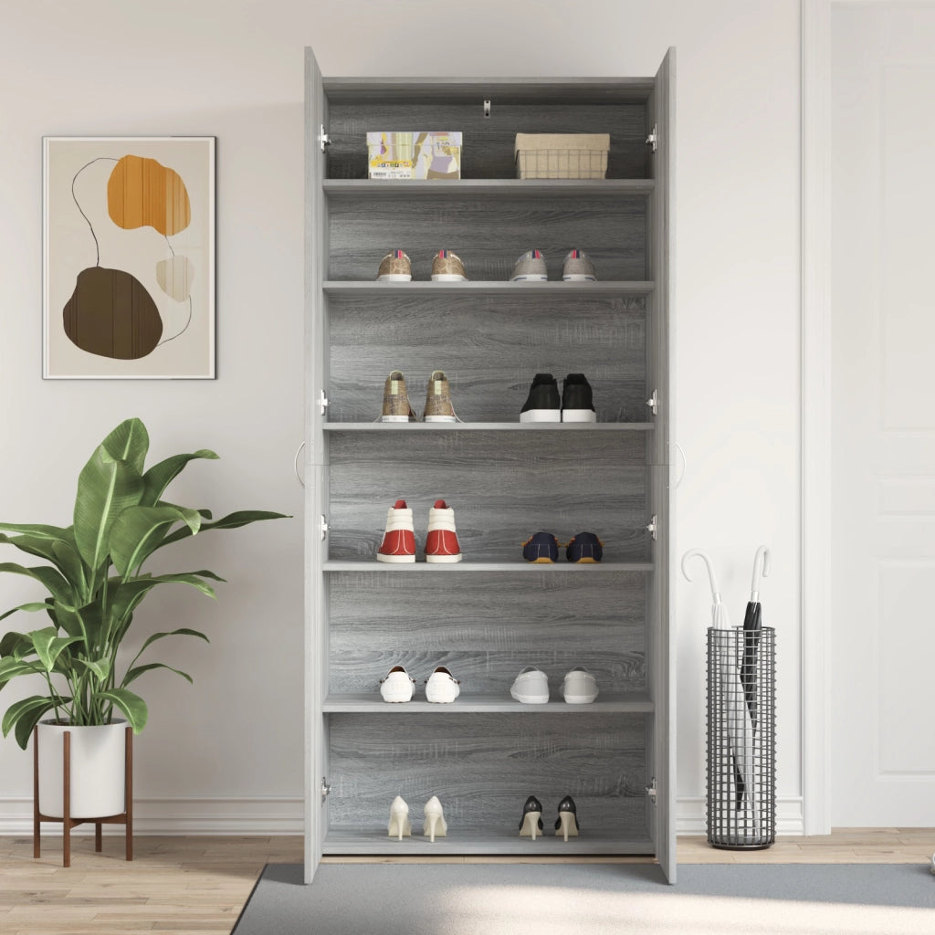 Mobile per scarpe Grigio Sonoma 80x35,5x180 cm Legno ingegnerizzato