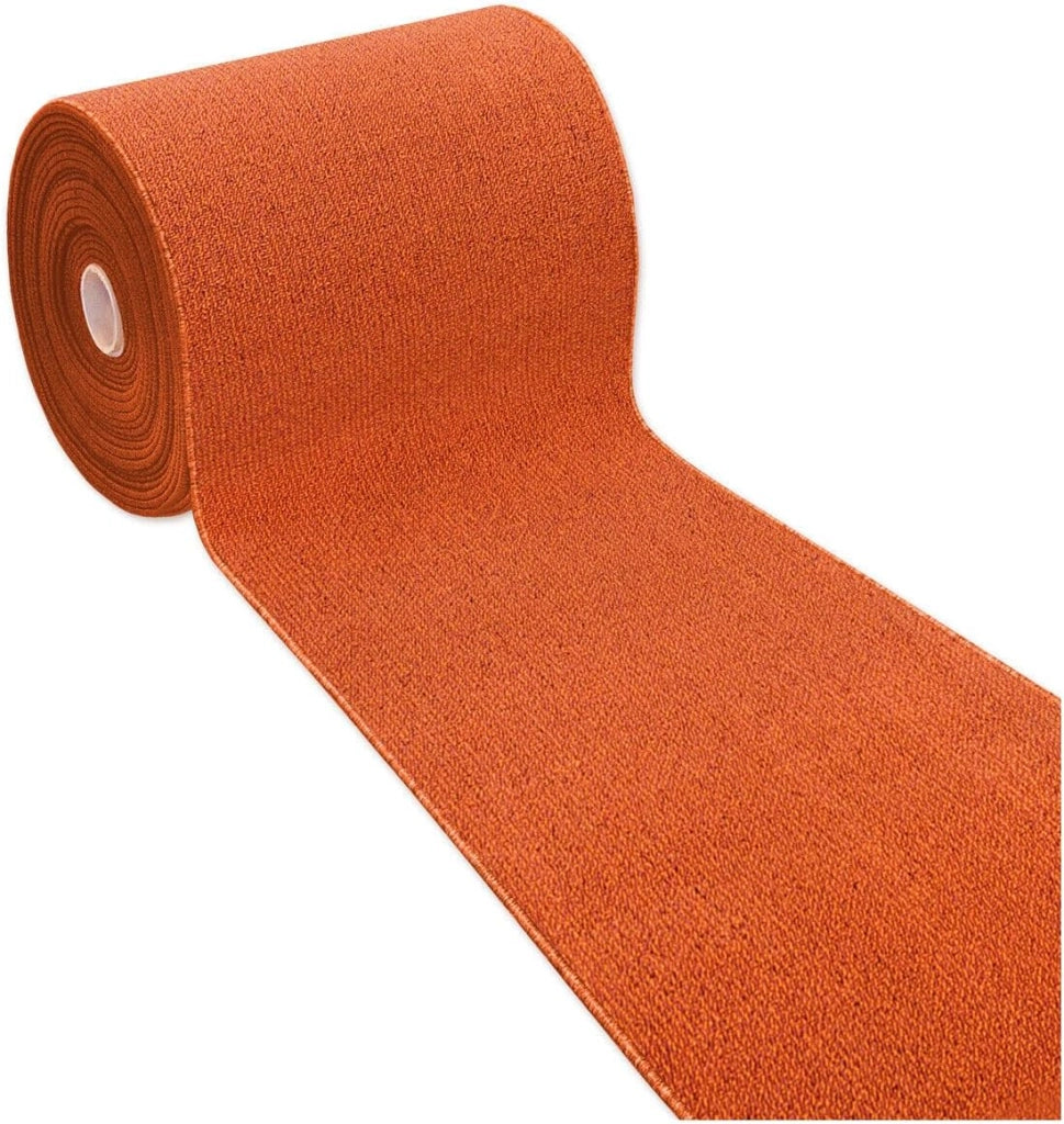 Tappeto Cucina 57x360 cm Tessitura Piatta Antiscivolo Multiuso Corsia Corridoio Made In Italy Arancione