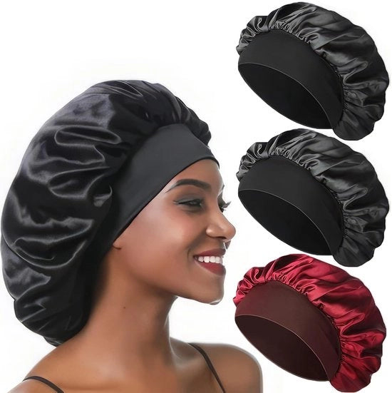 Set di 3 Muffe da Sonno in Satin - Design Elastico - Cintura morbida - Protezione capigliatura riccioluta - Migliora il sonno notturno - Muffa da sonno