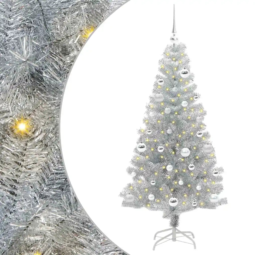 Albero di Natale con 150 LED con supporto Argento 150 cm PET 3396666