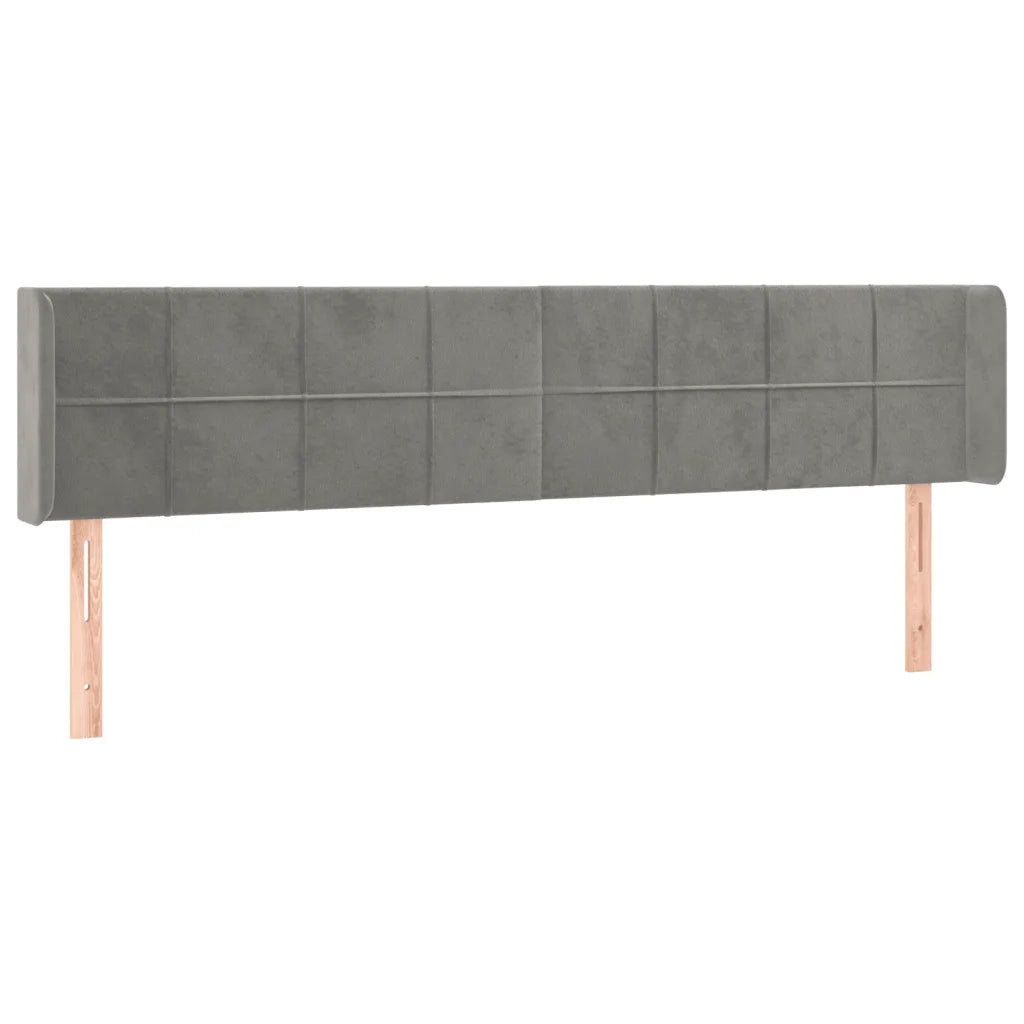 Testiera ad Orecchio-Testata con Orecchie Grigio Chiaro 163x16x78/88 cm in Velluto 383123