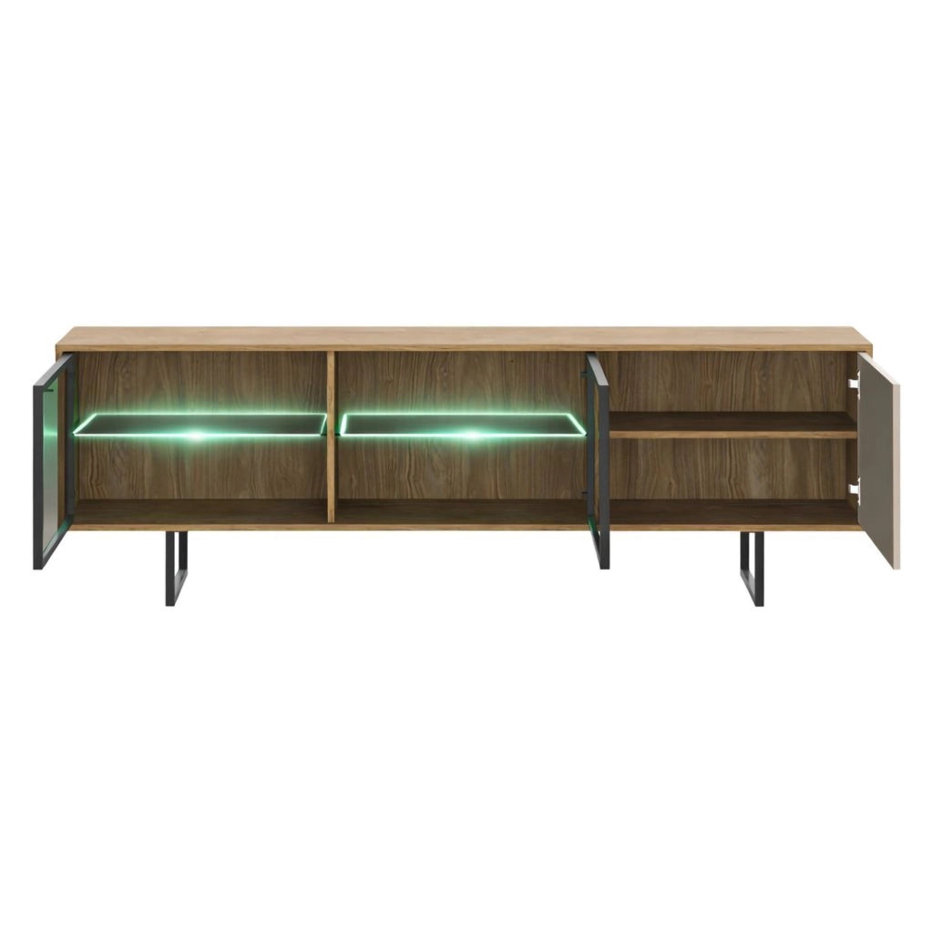 Travesio, Mobile Porta tv 3 Ripiani, 185x40x60h cm Marrone Noce