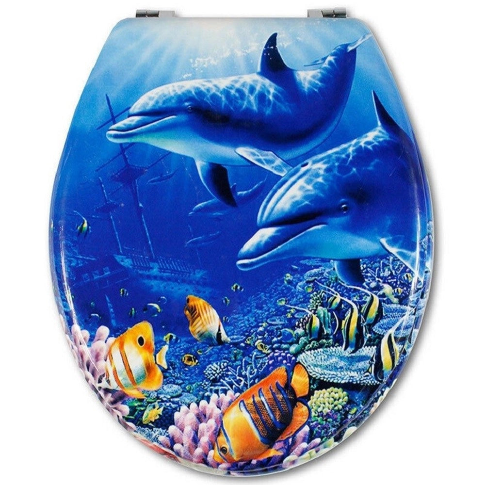 Trade Shop - Copriwater Universale Legno Mdf Stampa Cerniere Acciaio Wc Bagno Fondale Marino -        3,5