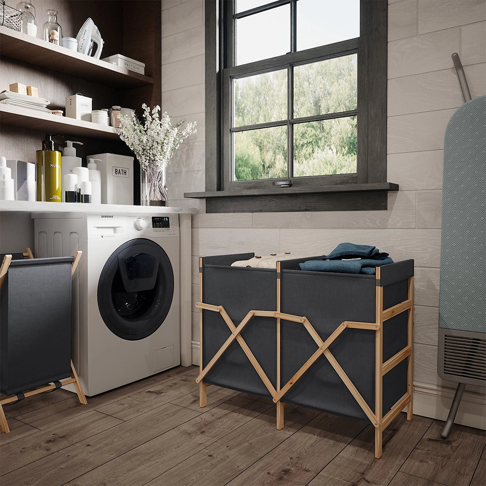 Vicco armadietto da bagno con portabiancheria Grigio 80 x 64 cm con 2 scomparti