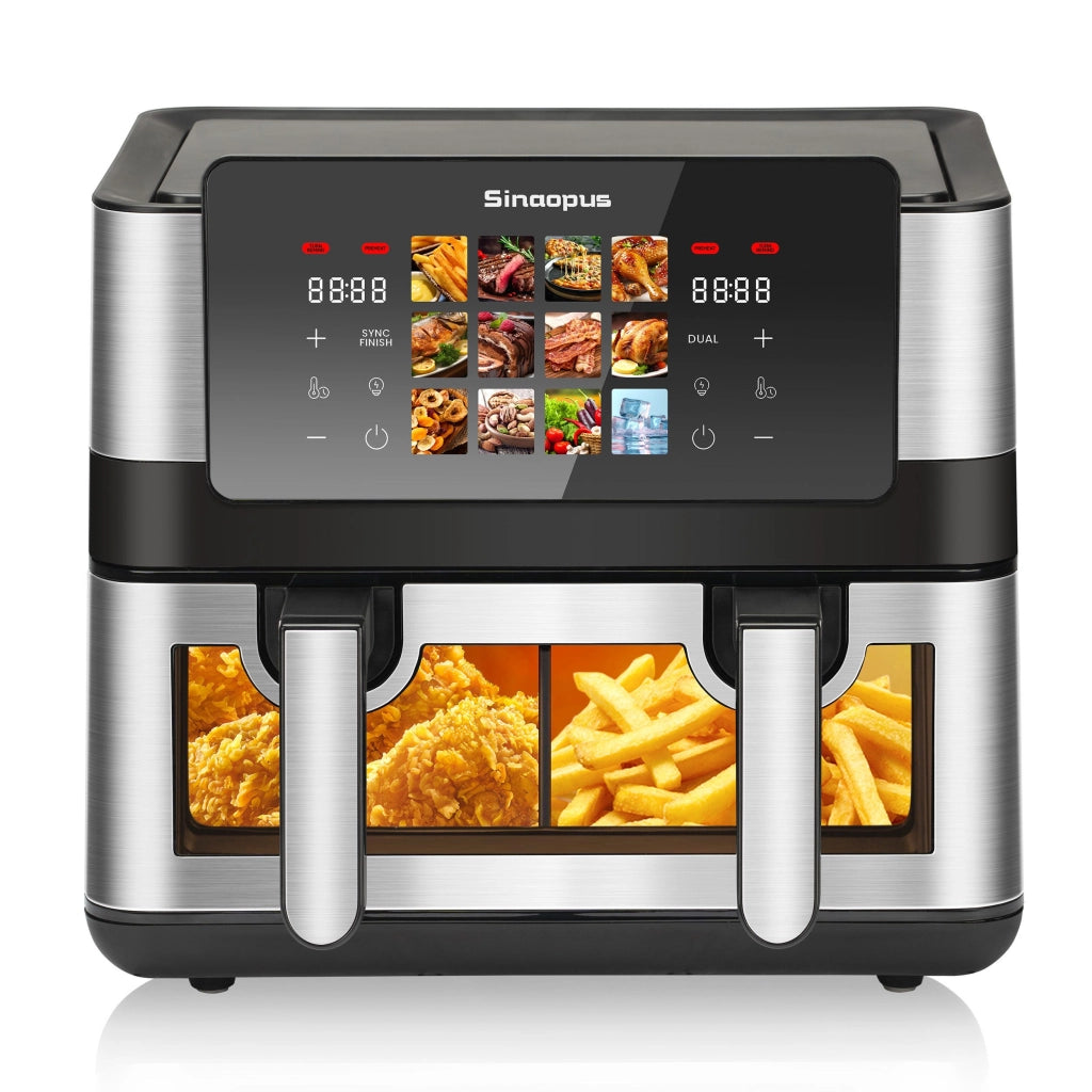 Friggitrice ad aria a camera singola/doppia da 8,5 litri, 12 programmi, con obl¨° di visualizzazione, 2 camere, touchscreen, temperatura massima 200¡æ