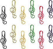 Clip per cartella metallica in 6 colori con forma di note musicali - Set da 100 - Clip per foglio per inviti di festa, ufficio, scuola e materiali da scrivania