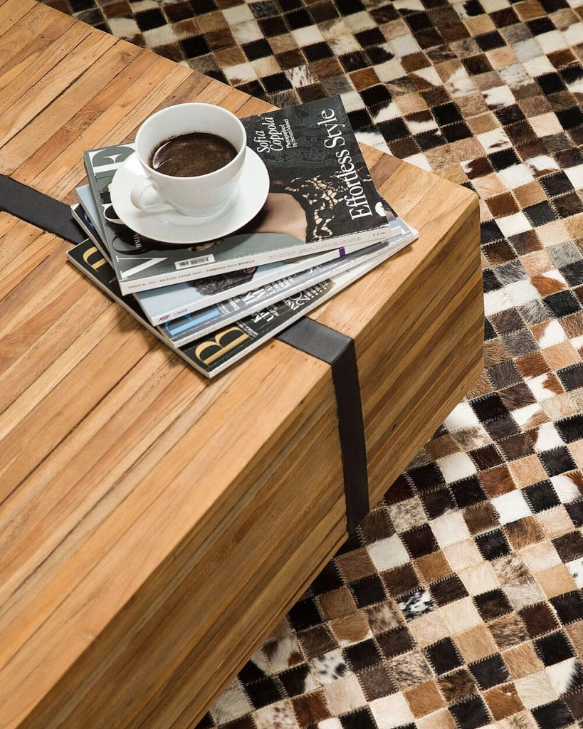 Tappeto tappetino Multicolore Pelle 160 x 230 cm Patchwork Pelle Bovina Mosaico Rettangolare Moderno