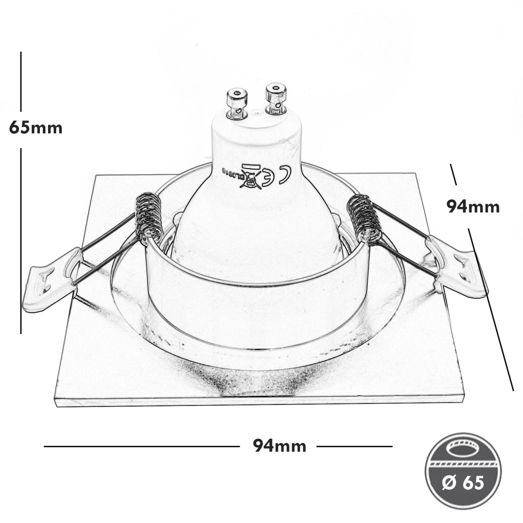 Faretto quadrato 12V incasso 65mm lampada LED 6W GU5.3 RGBW luce cromoterapia con alimentatore BIANCO LUCE 6000K