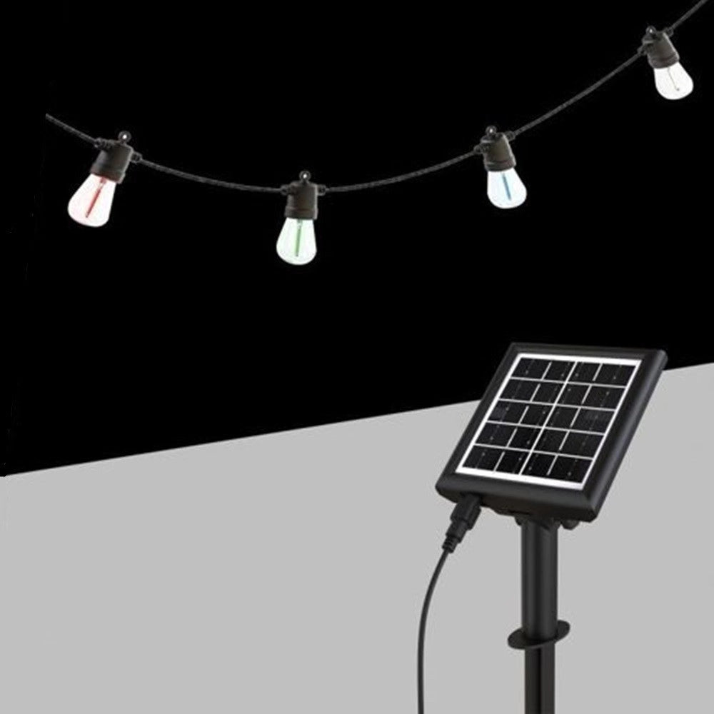 Trade Shop - Catena Luminosa Con Pannello Solare Led Rgbw 10mt Con 10 Lampadine Giardino So-st-rgbw -