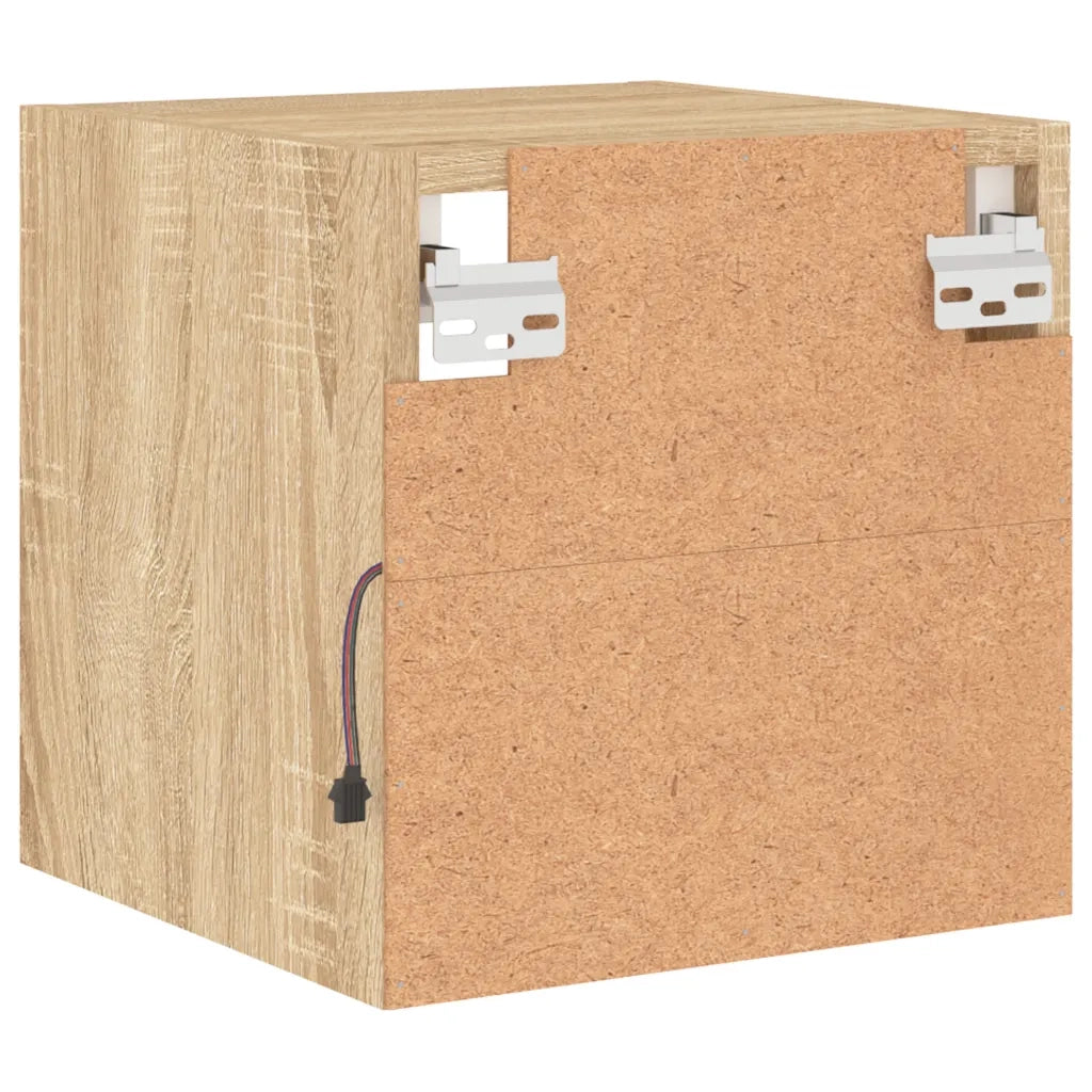 Mobile TV a Parete | Armadietto TV | Mobile Porta TV con Luci LED Rovere Sonoma 30x28,5x30 cm