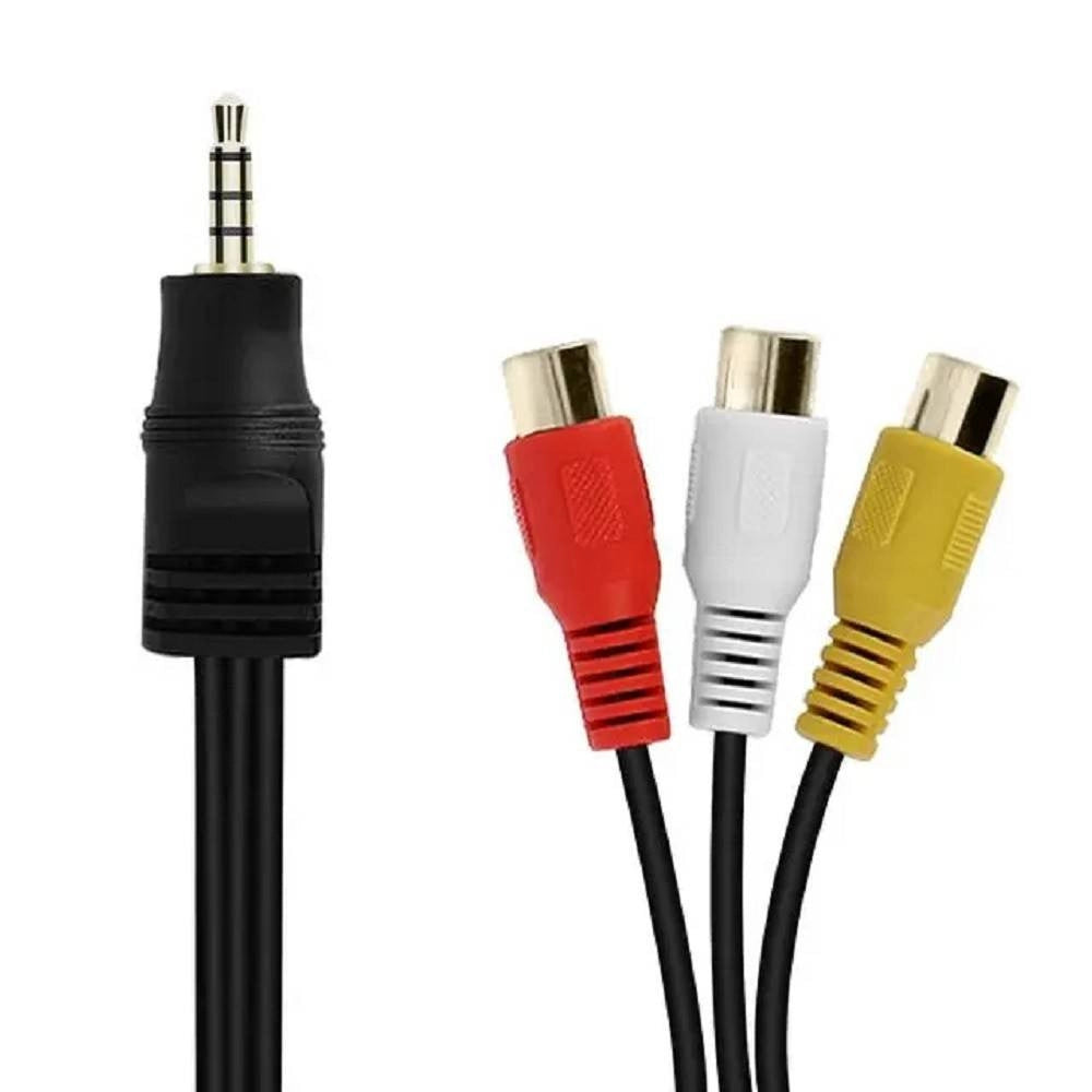 Trade Shop - Cavo Adattatore Audio Video Da Jack 3.5mm Maschio A 3x Rca Femmina 10cm Av-3rca -