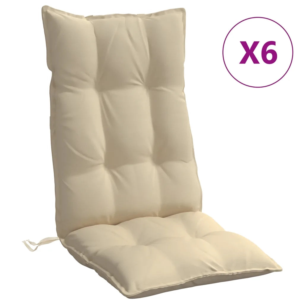Cuscini per Sedia con Schienale Alto 6 pz | Cuscini per sedie Beige Tessuto Oxford