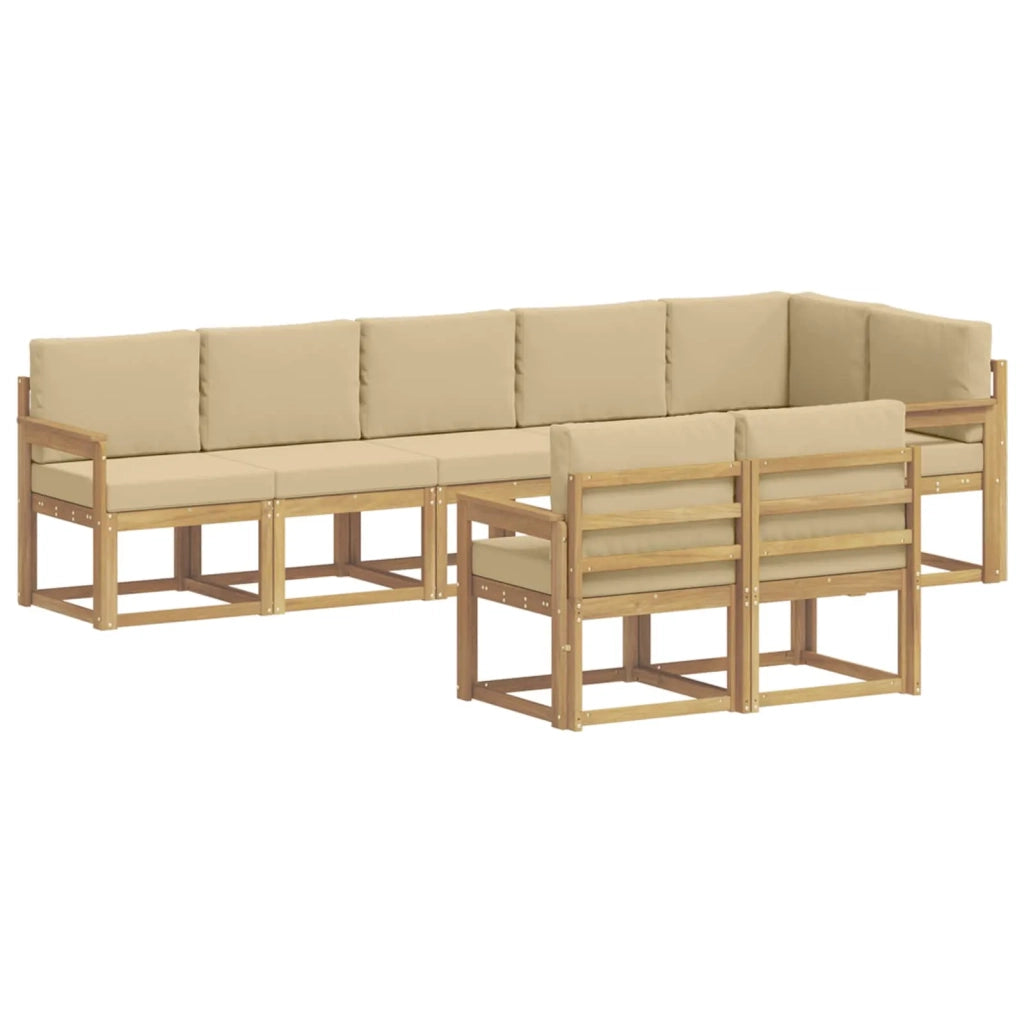 Set di divani da esterno 8 pz Bianco e Beige Poliestere 3387797