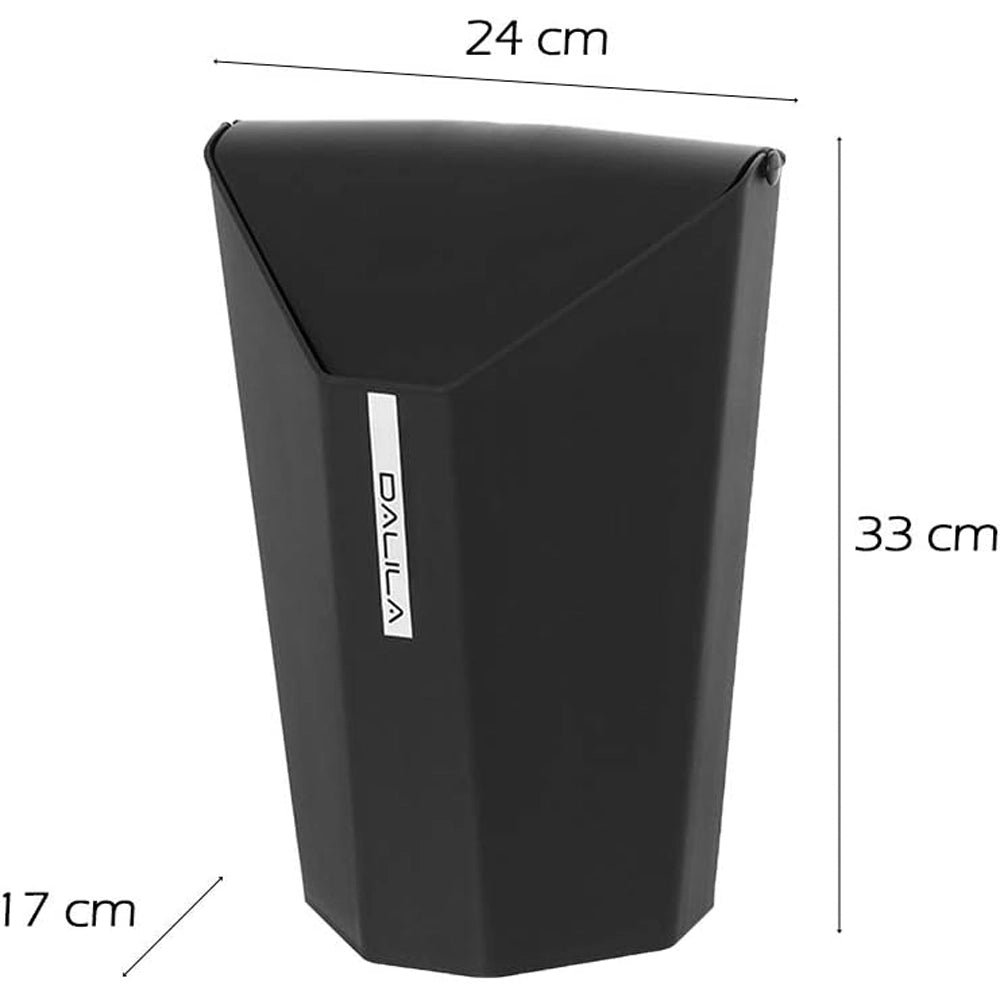 Pattumiera bagno plastica coperchio basculante 6,5lt cestino spazzatura nero