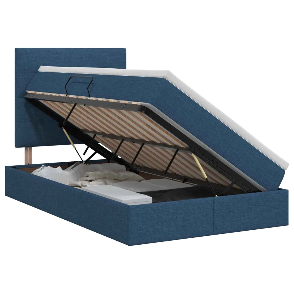 Letto con contenitore e materasso Blu 120 x 200 cm Tessuto 3459500