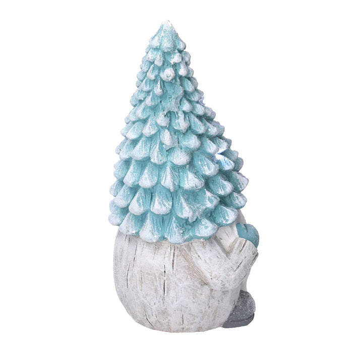 Gnomo resina azzurro seduto con led cm Ø21,5xh36,5