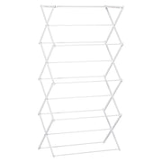 Stendibiancheria pieghevole a 8 ripiani, modello a torre, in metallo/plastica, colore bianco, dimensioni 74x35x144 cm.