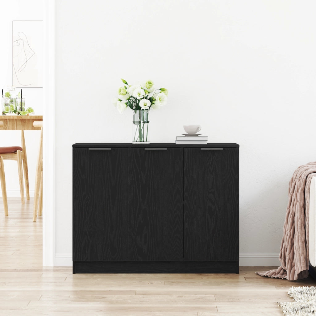 Credenza Nera in Rovere 90,5x30x70 cm in Legno Ingegnerizzato
