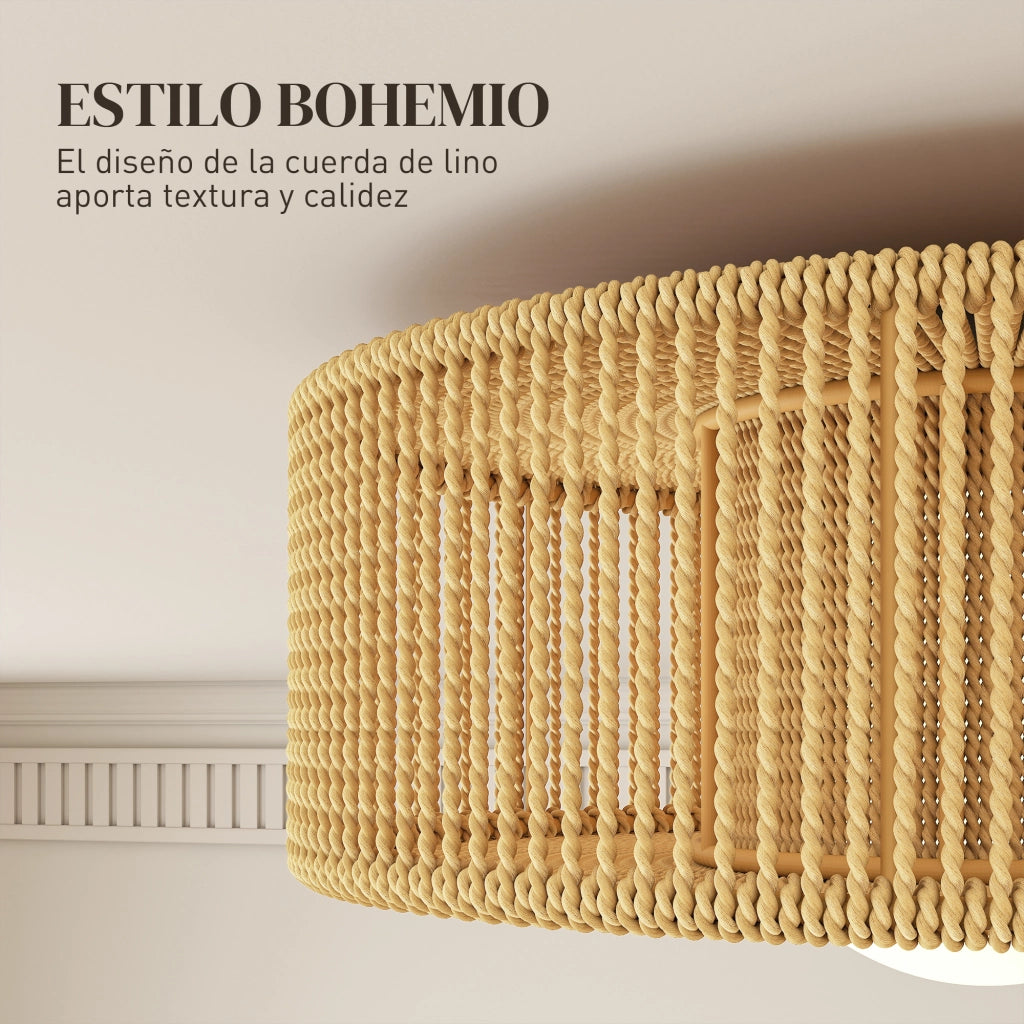 Lampada a Soffitto LED 20W 3000K con Paralume in Lino ¨C zephmum ¨C Marrone