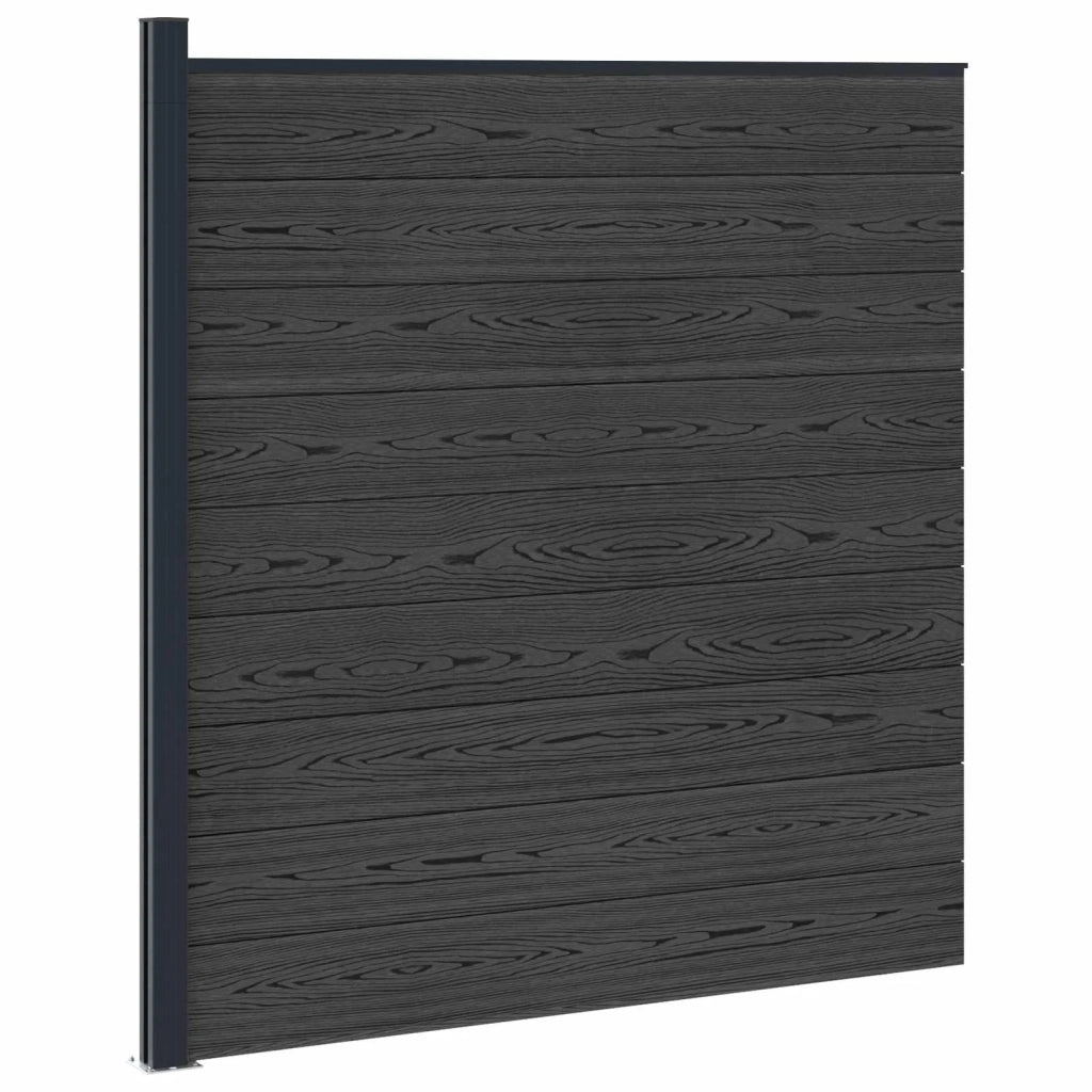 Pannello di Recinzione WPC e Alluminio Nero