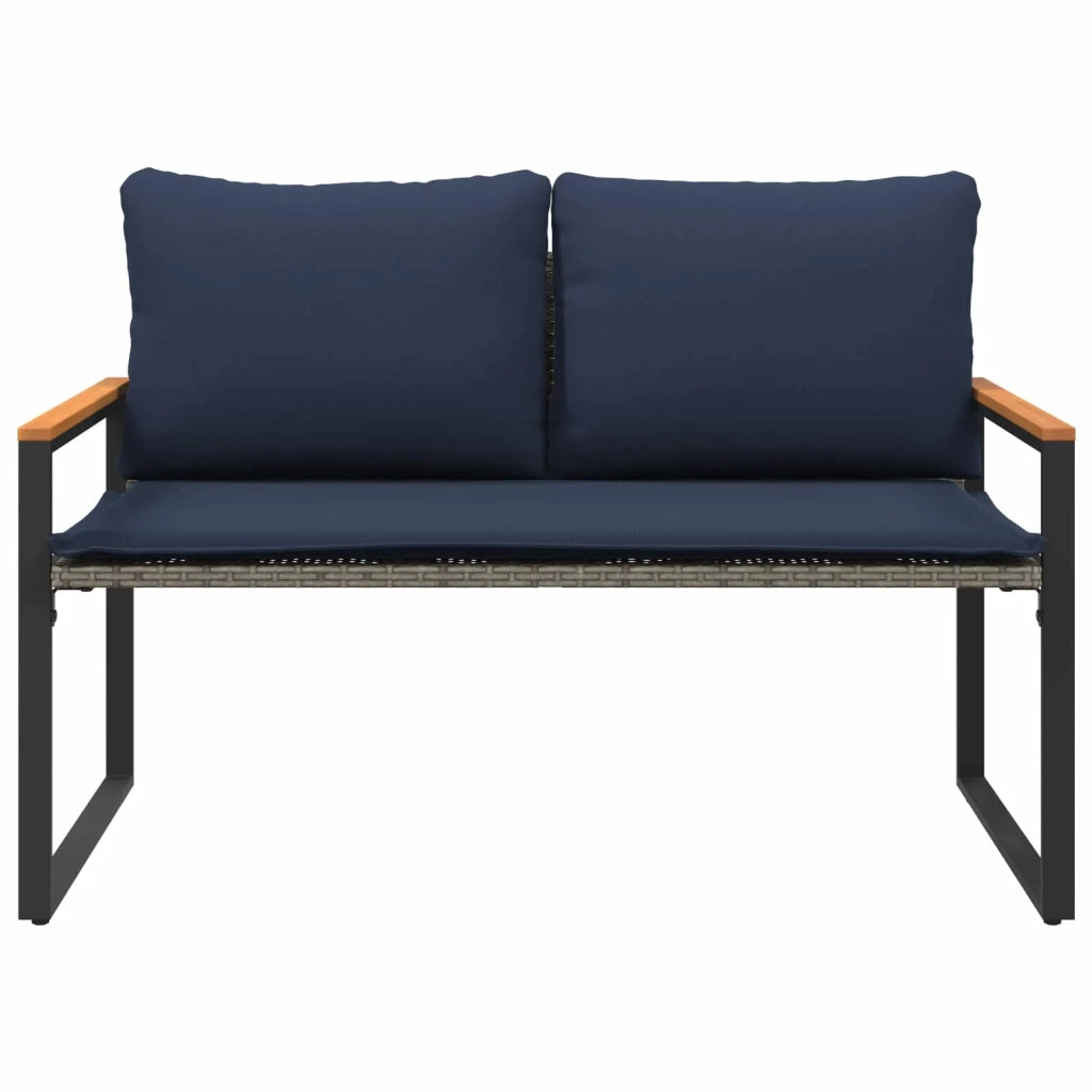 panchina con cuscino Grigio e Blu Navy 115 x 65 x 72 cm Rattan