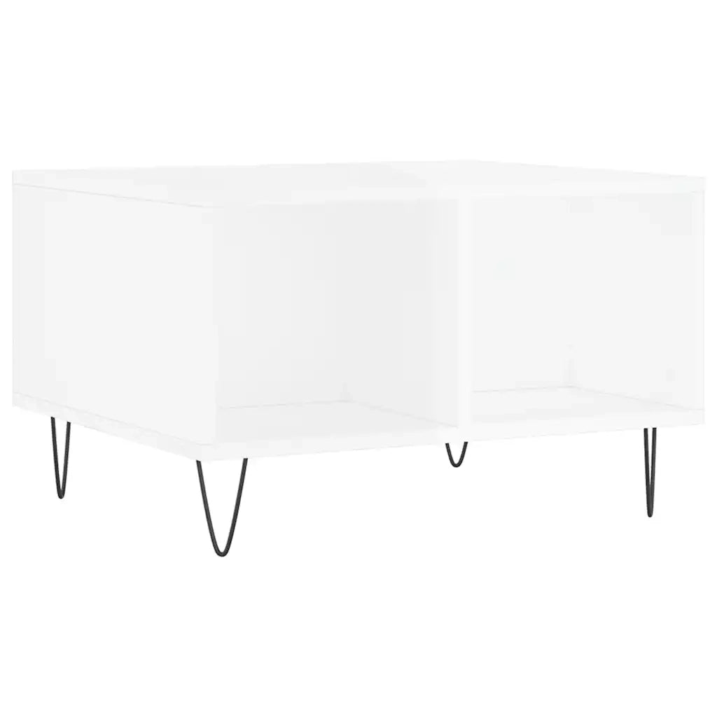 Tavolino Salotto Bianco Lucido 60x50x36,5 cm Legno Multistratocod mxl 70785