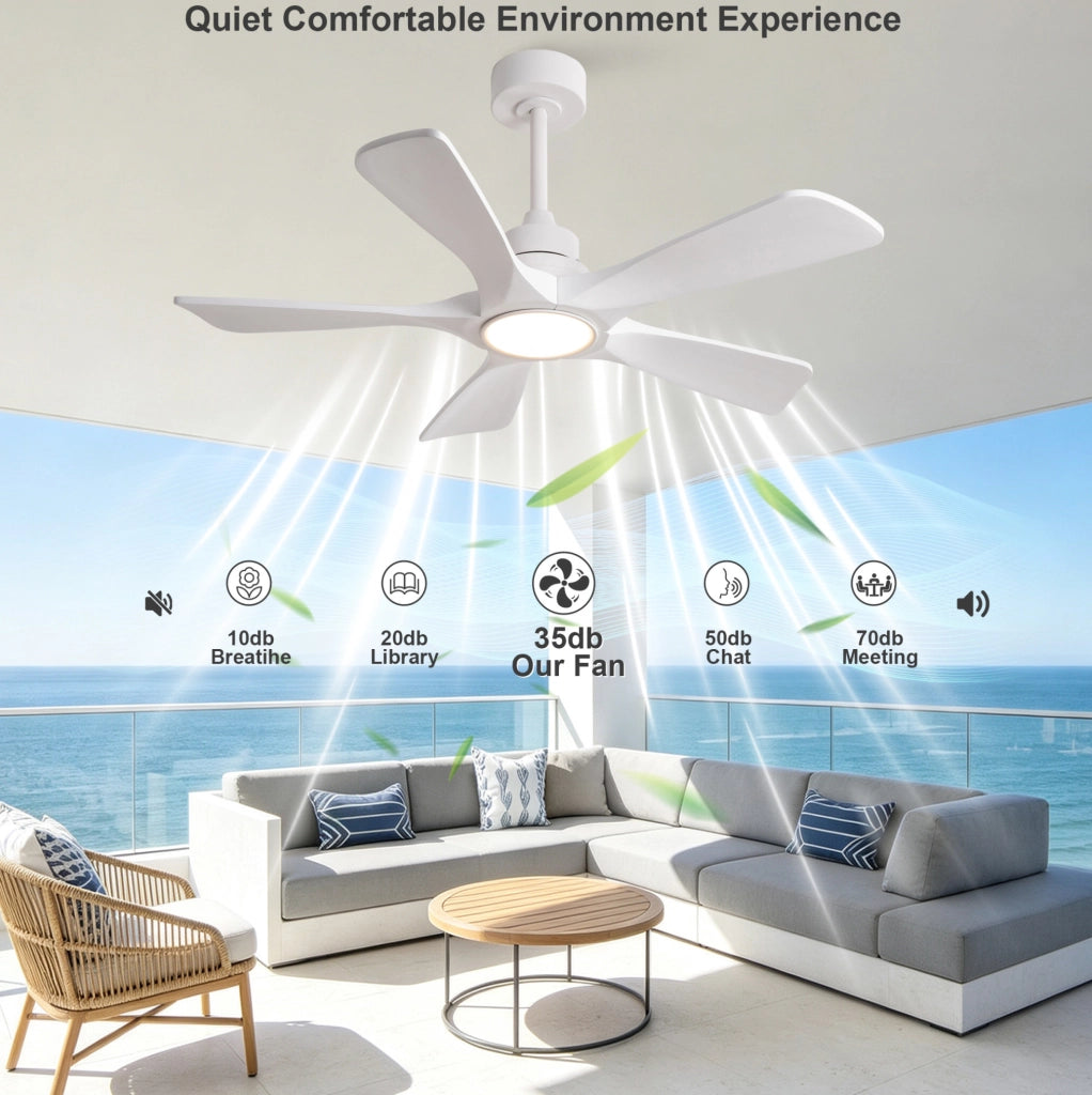 VENTILATORE DA SOFFITTO 106,68 cm Bianco LED dimmerabile con telecomando