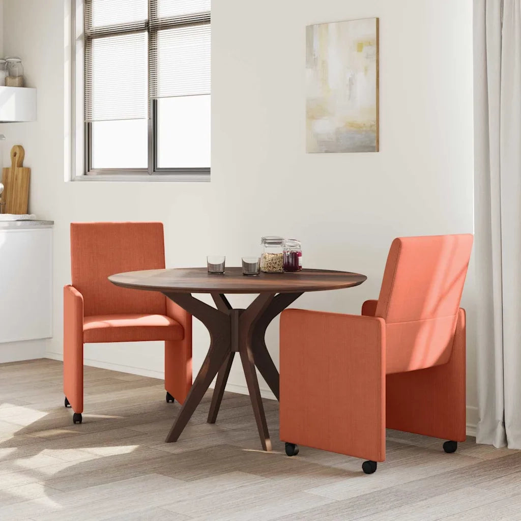 Sedie da Pranzo con Ruote 2 pcs Rosso arancio 57 x 66 x 94 cm 42017806