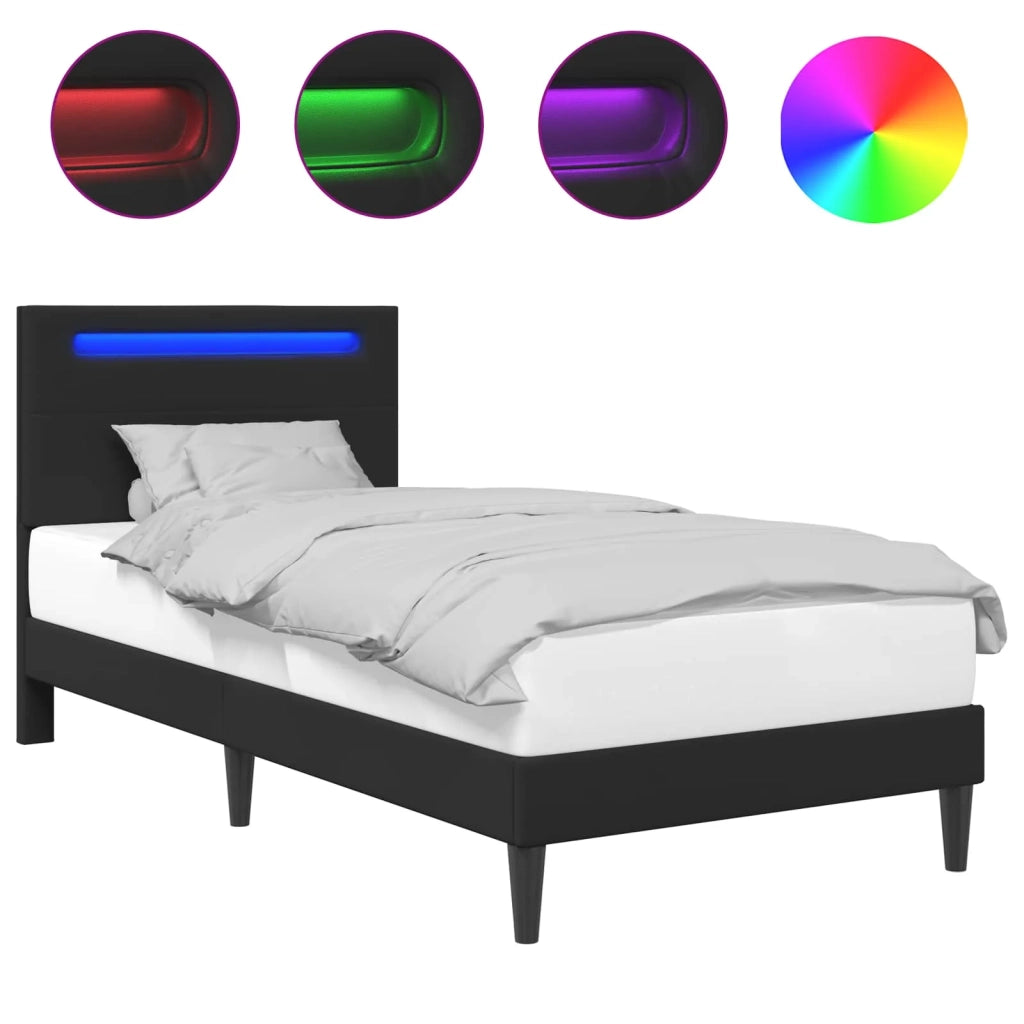 Struttura del letto con strisce LED Nero 80 x 200 cm Similpelle 42028004