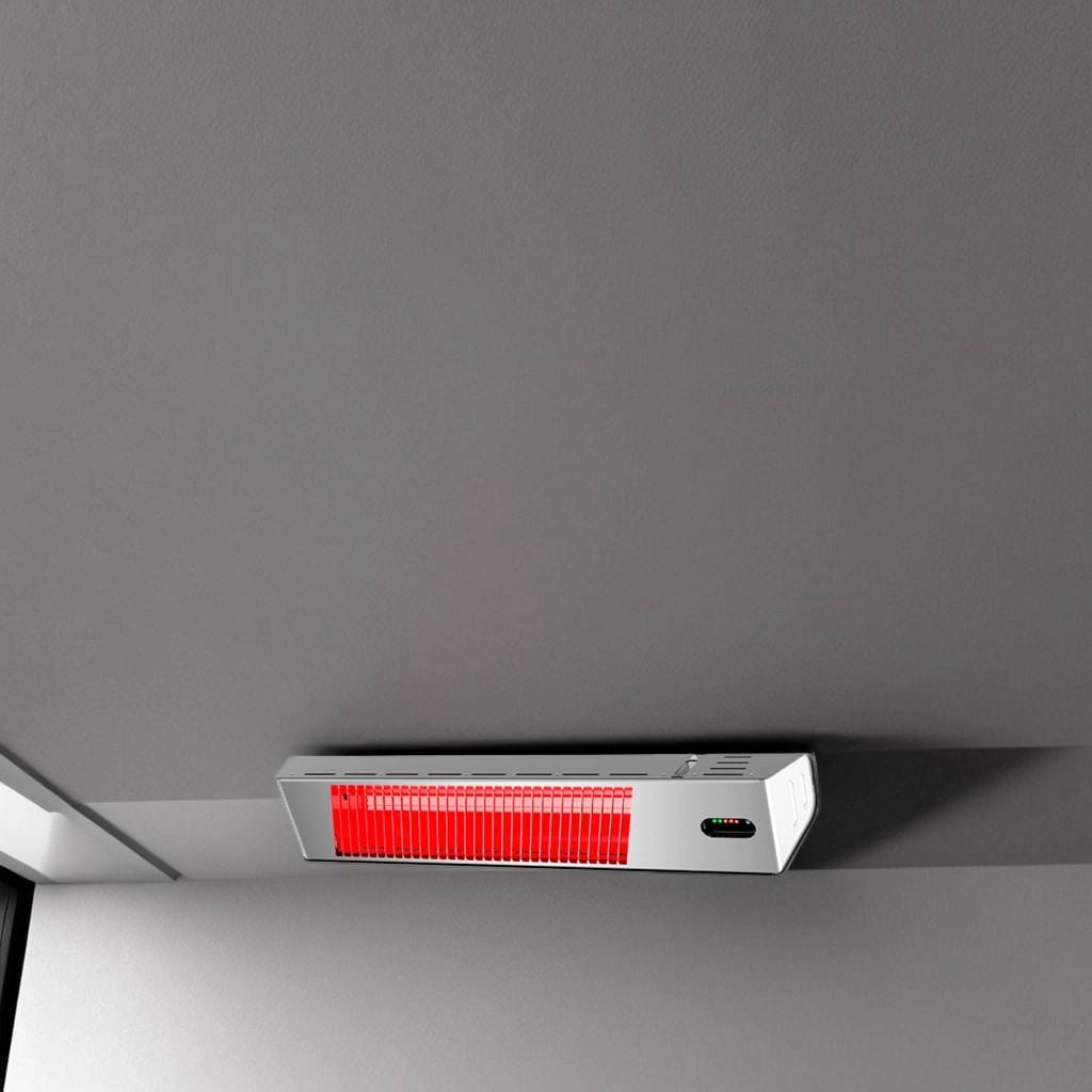 Mpc Malaga 2000w Riscaldatore Elettrico Infrarossi Da 2000w Regolabile Grigio Riscaldante Da Interno a Onda Corta a Ira e Telecomando Design Elegante Griglia a Protezione e Display a Led