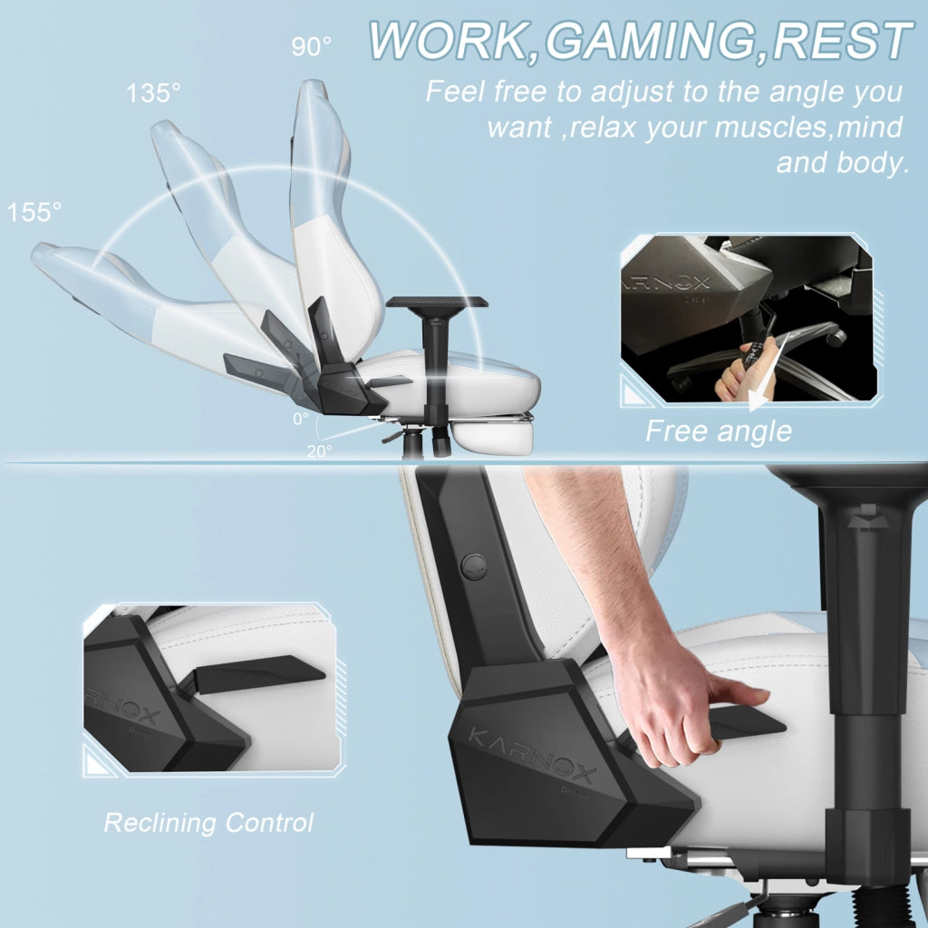Sedia da ufficio ergonomica con poggiapiedi supporto lombare poggiatesta e schienale reclinabile in PU bianco e blu