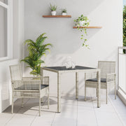 Set da Pranzo da Giardino 3 Pezzi con Cuscini Grigio Chiaro in Polyrattan