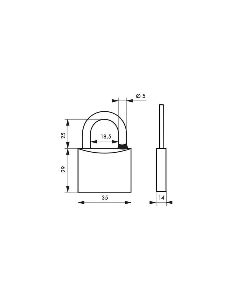 Lucchetto MACH 3 40 mm con arco in acciaio inox, 3 chiavi – THIRARD