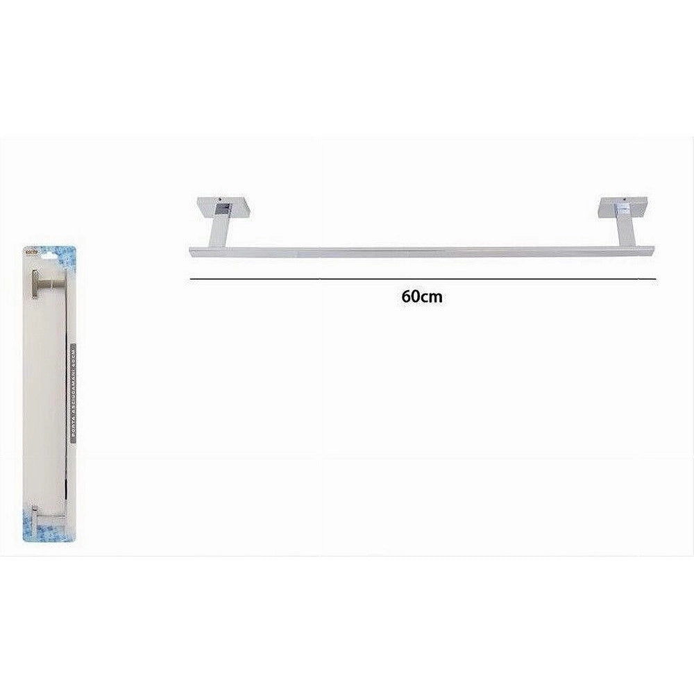 Trade Shop - Porta Asciugamano Acciaio Moderno Fissaggio Parete Arredo Bagno Cubo 60 Cm 87212 -