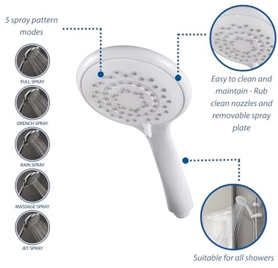 Douchekop Triton 5 tipi di getto, bianco