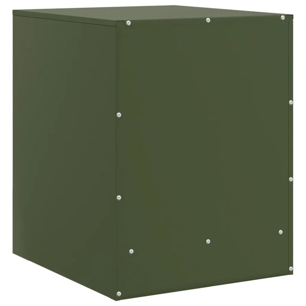 Comodino | Armadio da Notte | Mobiletto da notte Verde Oliva 34,5x39x44 cm in Acciaio