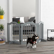 Cancelletto per cani 154;5x61 cm pieghevole con piedini di supporto in legno grigio chiaro