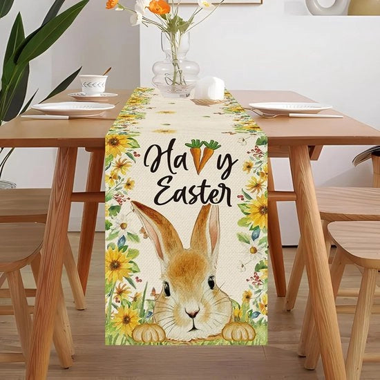 Decorazione di Pasqua e zinnia per tavolo 33x183cm, decorazione per tavolo da cucina per interni ed esterni, decorazione per compleanni e feste di famiglia.
