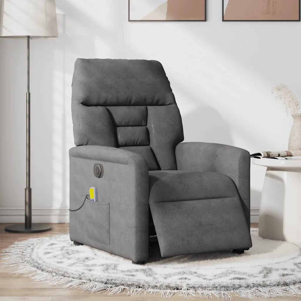 Poltrona Reclinante Massaggi Elettrica Grigio Scuro Microfibra 3303082