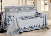 Telo Arredo Multiuso Linea Pensieri Delicati In 100% Cotone Disegno Gnomi - Singolo - Blu