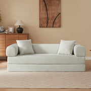 Divano convertibile modulare con funzione letto in velluto e schiuma beige per salotto camera e studio 41 × 41 × 99 cm