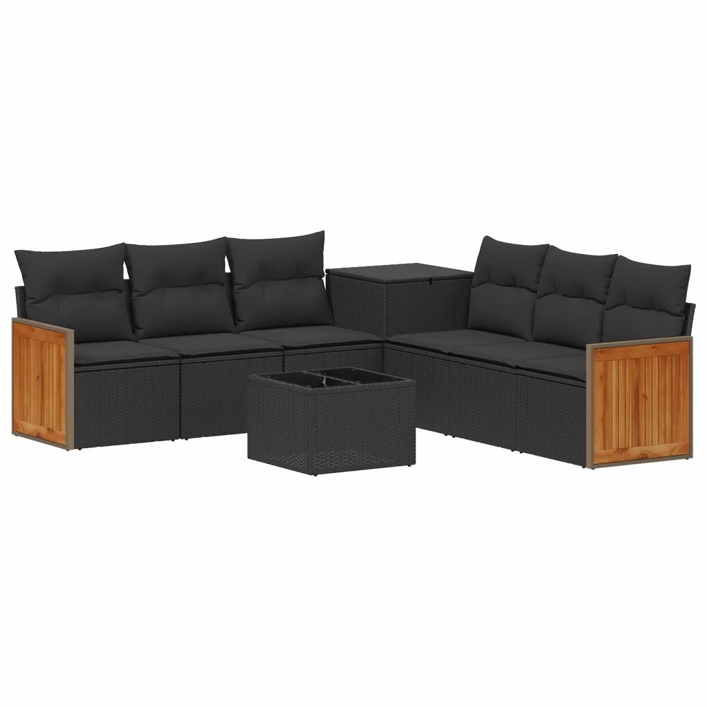 Set di divani 8 pz Nero Rattan sintetico e Acciaio 3448626