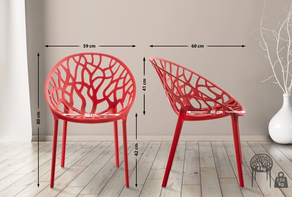 Set 4 sedie da giardino HOPE rosso