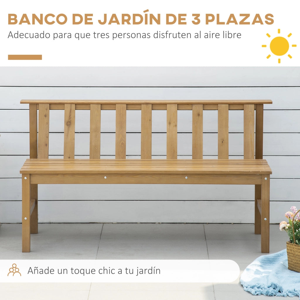 Panchina da Giardino 3 Posti ¨C zephmum ¨C Legno Massello Naturale 144x60x77 cm