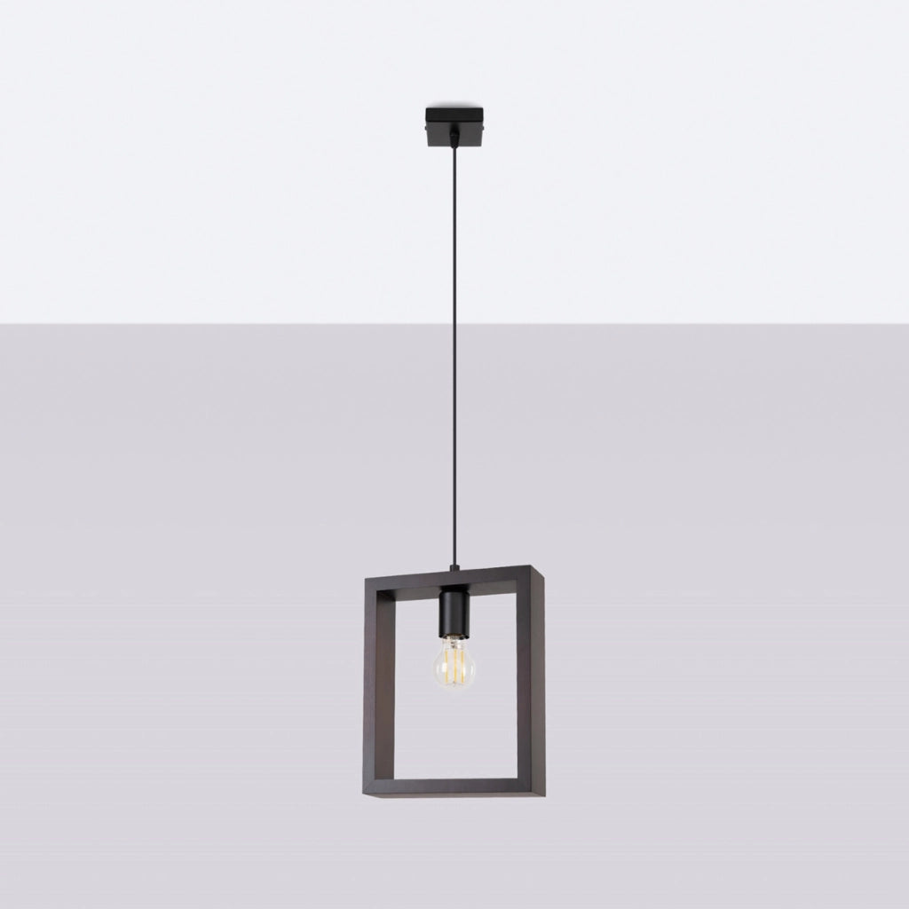 Lampada sospensione CELARO nera legno wengé E27 Pure Lume