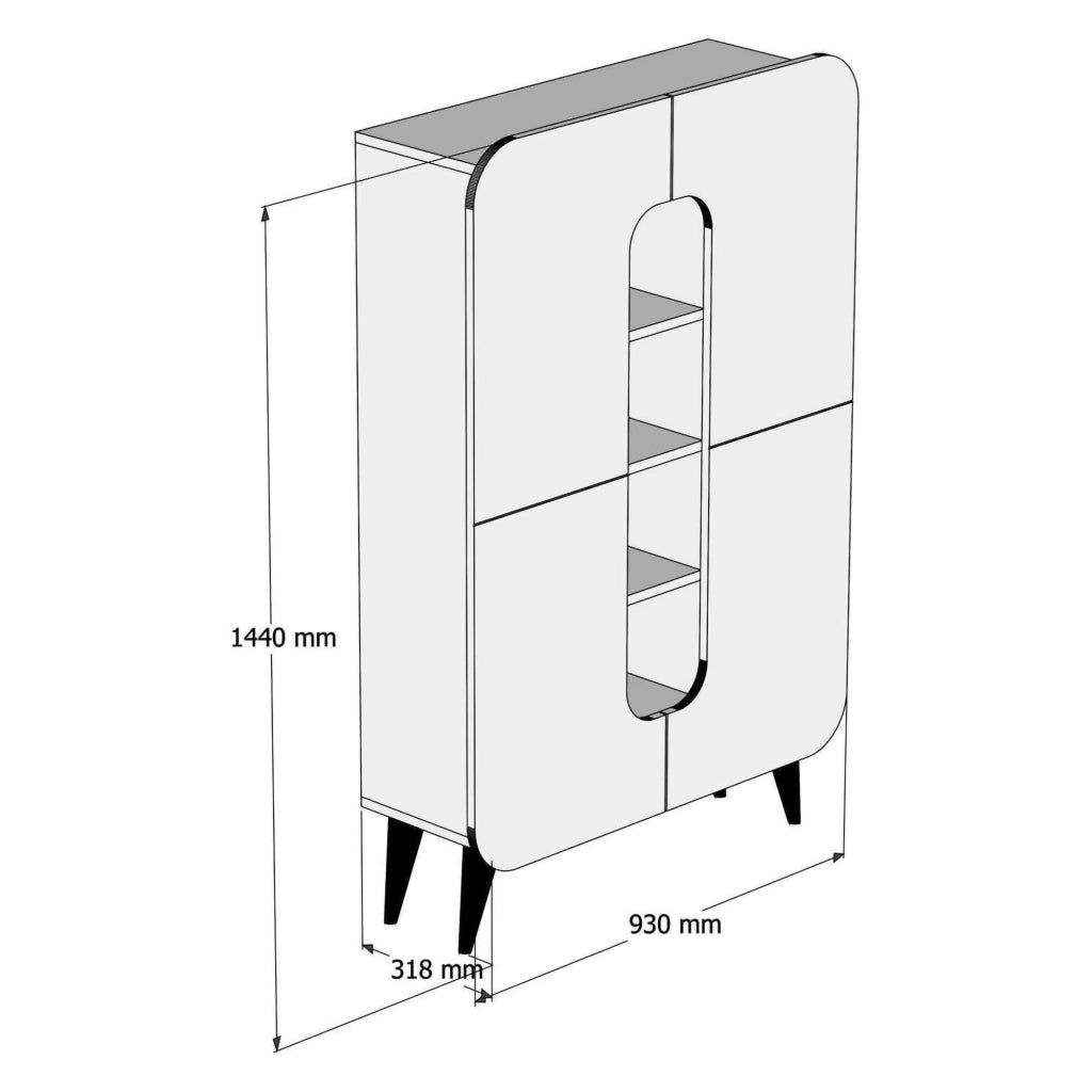 Madia Paularo, Credenza 7 Ripiani, 93x32x144h cm Marrone Noce