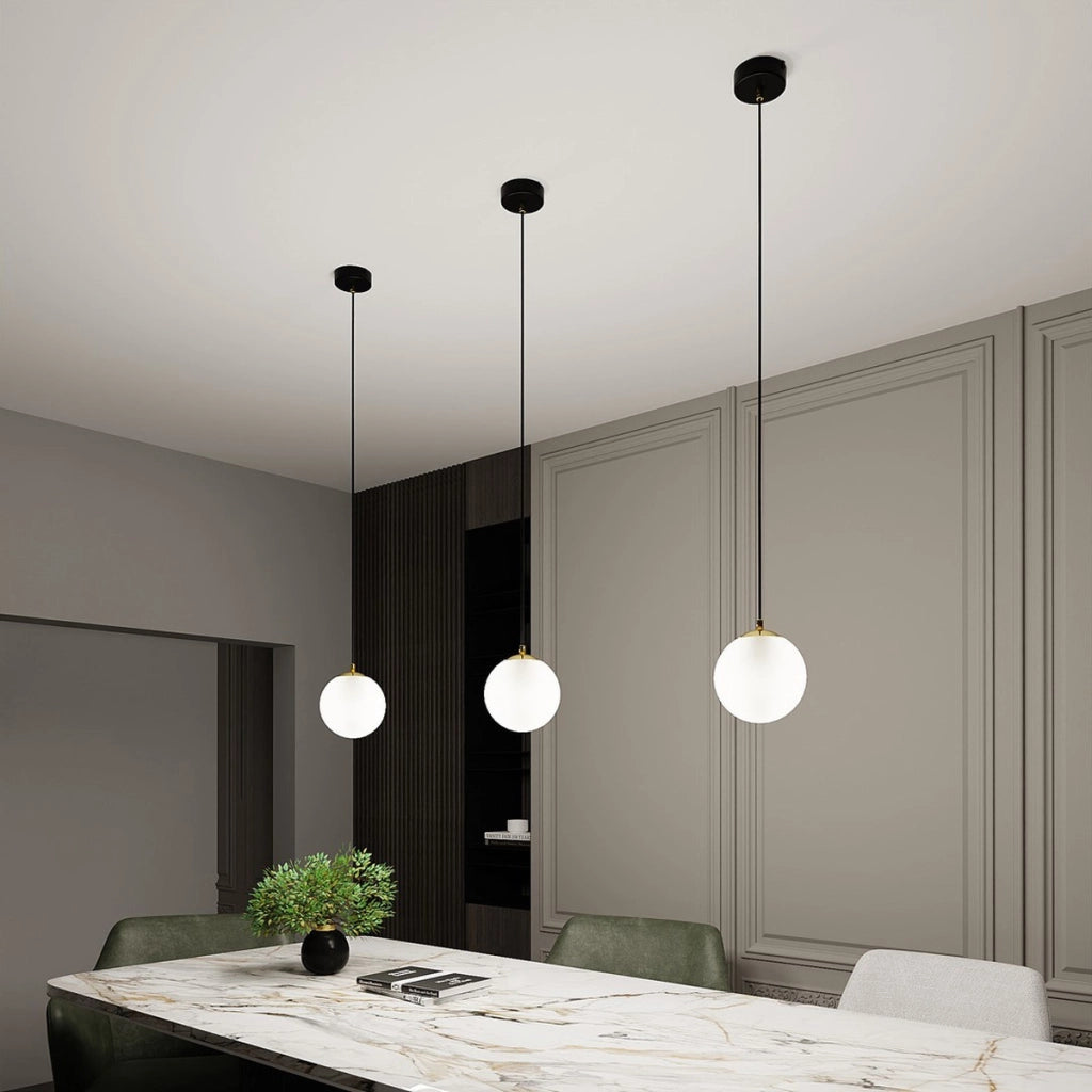 Lampada a sospensione ROYAL in acciaio nero e vetro