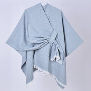 Sciarpa da donna, elegante mantello con cintura diagonale monocromatica
