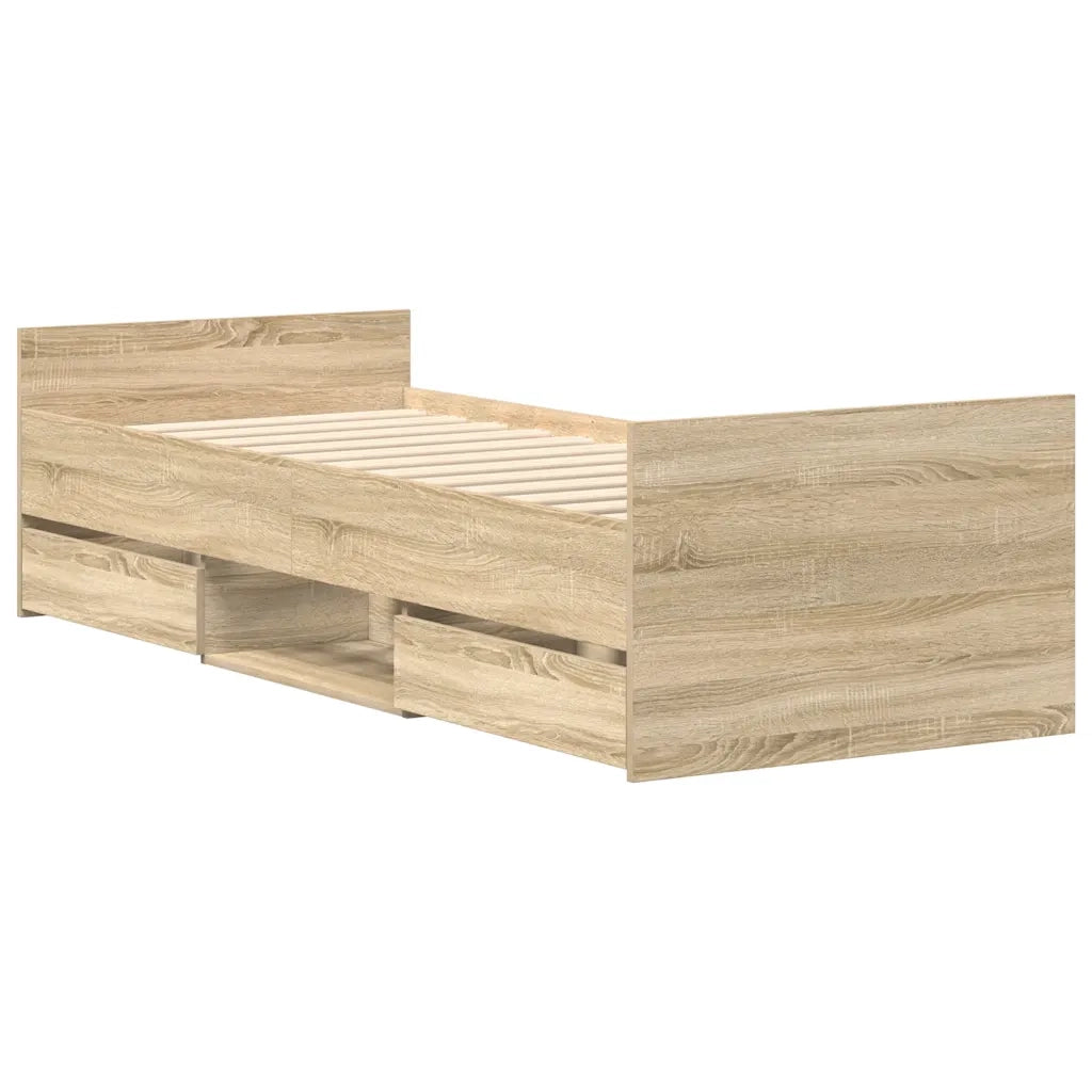 Giroletto con Testiera e Pediera-Struttura Letto Rovere Sonoma 100x200 cm