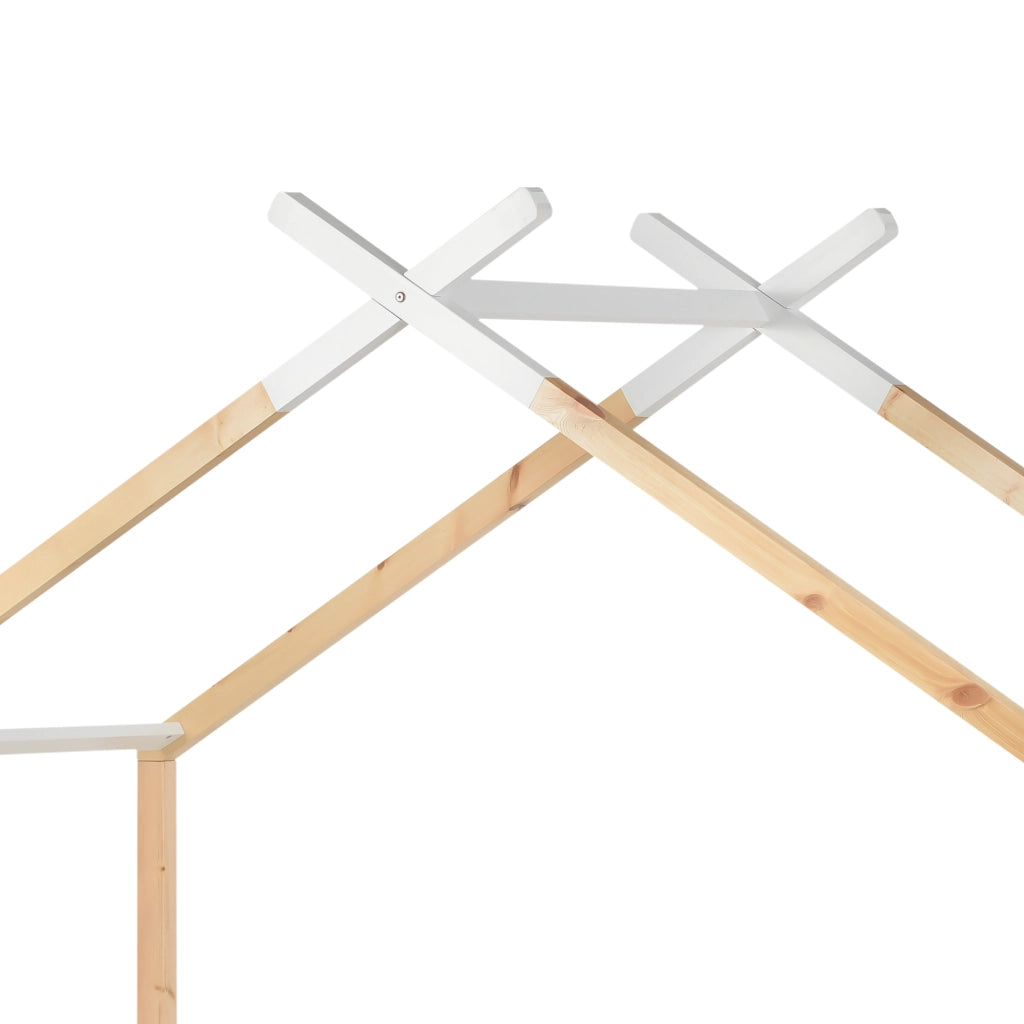 Letto per bambini a casetta 90 × 200 cm con cassetti in legno bianco e rete a doghe per cameretta